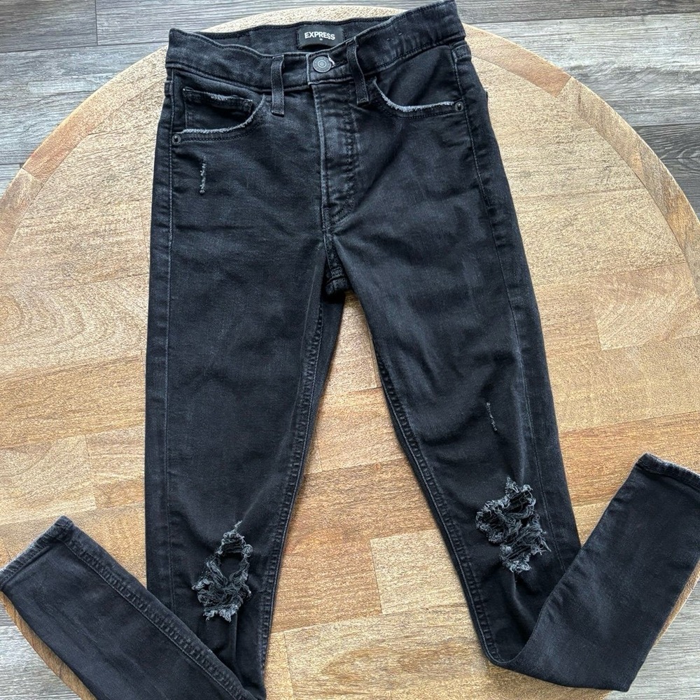 Express Women's Black Skinny Mid Rise Jeans - 00L